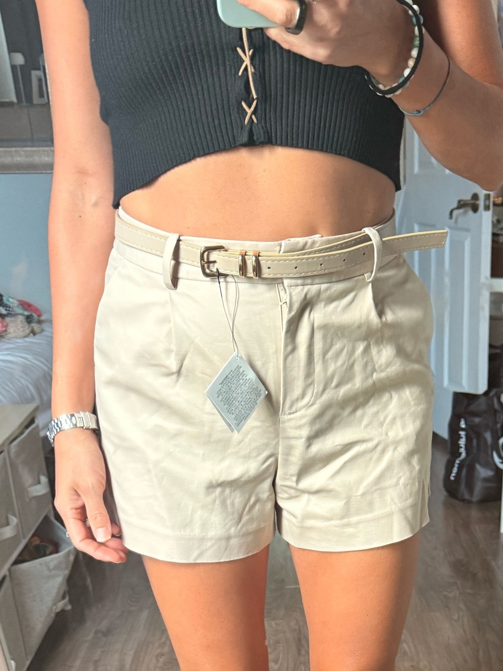 Zara Tan Belted Shorts NWT